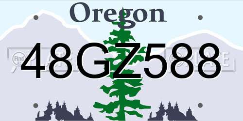 48GZ588 Oregon License Plate