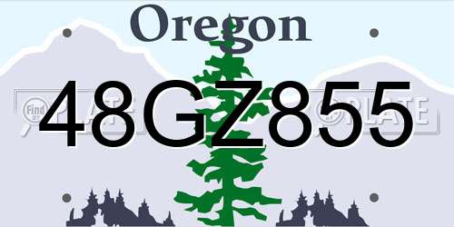 48GZ855 Oregon License Plate