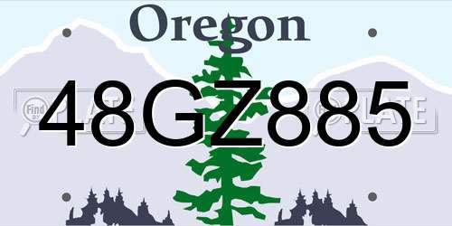 48GZ885 Oregon License Plate