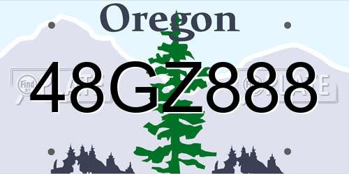 48GZ888 Oregon License Plate