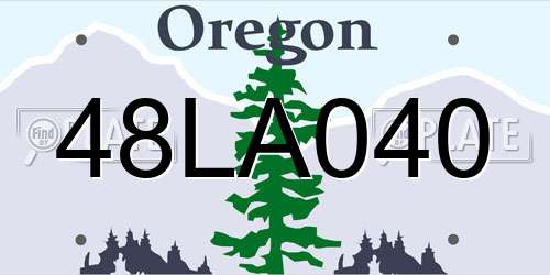 48LA040 Oregon License Plate