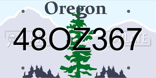 48OZ367 Oregon License Plate