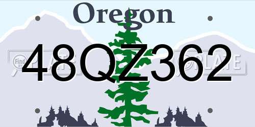 48QZ362 Oregon License Plate
