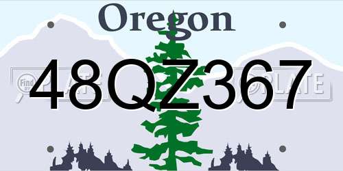 48QZ367 Oregon License Plate