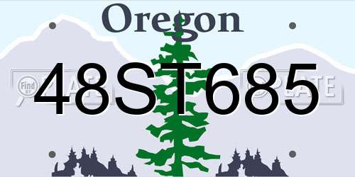 48ST685 Oregon License Plate
