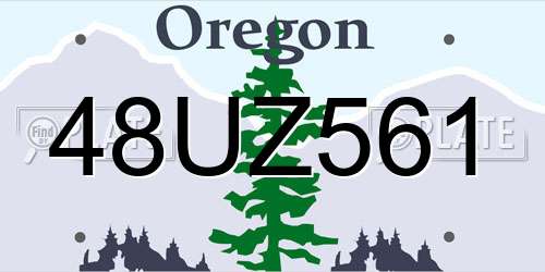 48UZ561 Oregon License Plate