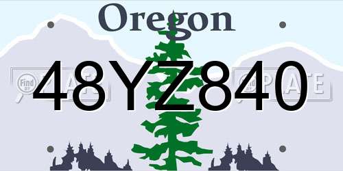48YZ840 Oregon License Plate