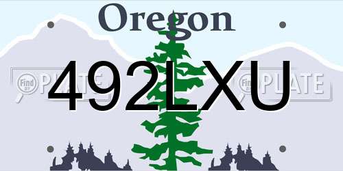 492LXU Oregon License Plate