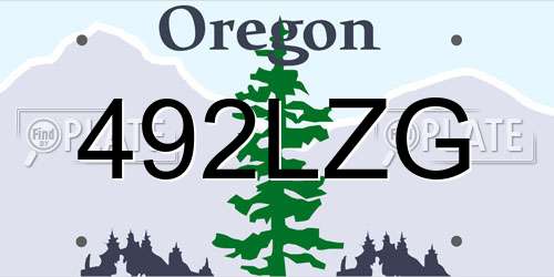 492LZG Oregon License Plate