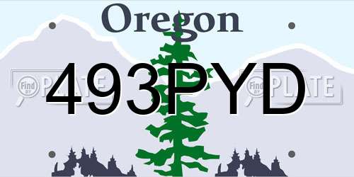 493PYD Oregon License Plate
