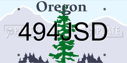 494JSD Oregon License Plate