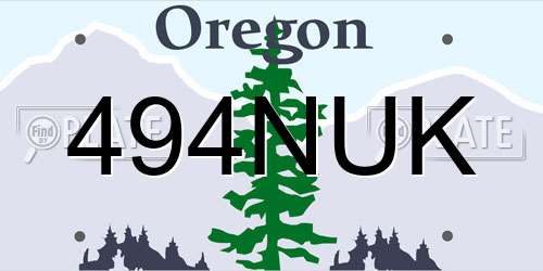 494NUK Oregon License Plate