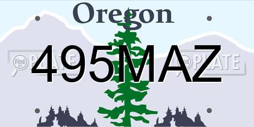 495MAZ Oregon License Plate