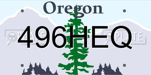 496HEQ Oregon License Plate