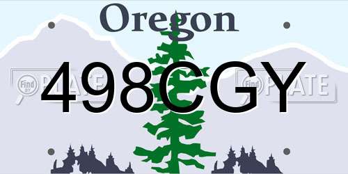 498CGY Oregon License Plate