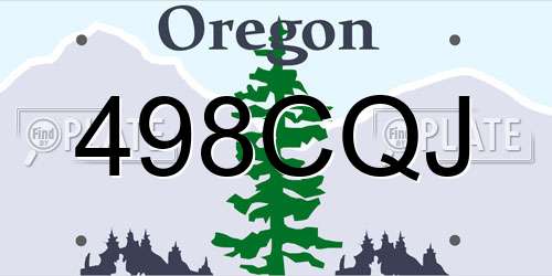498CQJ Oregon License Plate