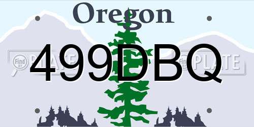 499DBQ Oregon License Plate