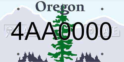 4AA0000 Oregon License Plate
