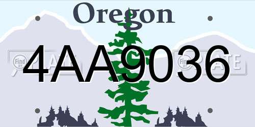 4AA9036 Oregon License Plate
