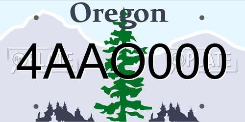 4AAO000 Oregon License Plate