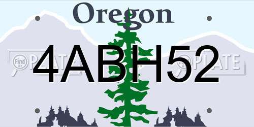 4ABH52 Oregon License Plate