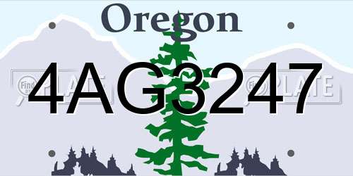 4AG3247 Oregon License Plate
