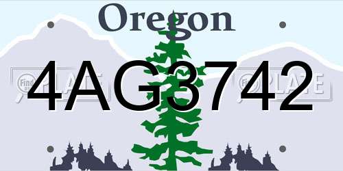 4AG3742 Oregon License Plate