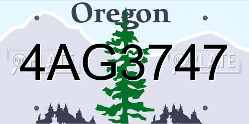 4AG3747 Oregon License Plate
