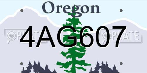 4AG607 Oregon License Plate