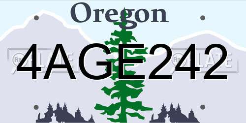 4AGE242 Oregon License Plate