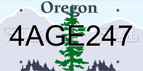 4AGE247 Oregon License Plate