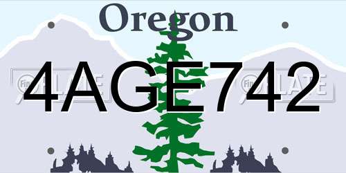 4AGE742 Oregon License Plate