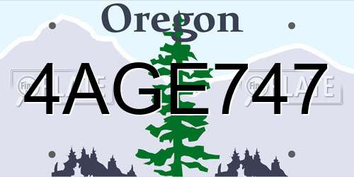 4AGE747 Oregon License Plate