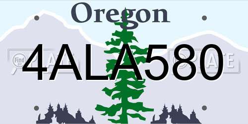 4ALA580 Oregon License Plate
