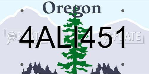 4ALI451 Oregon License Plate