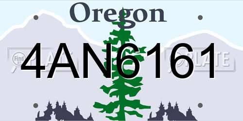 4AN6161 Oregon License Plate