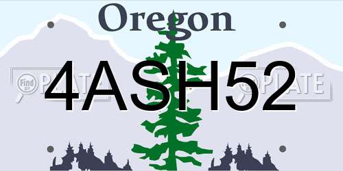 4ASH52 Oregon License Plate