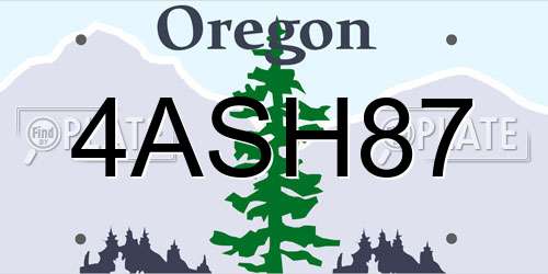 4ASH87 Oregon License Plate
