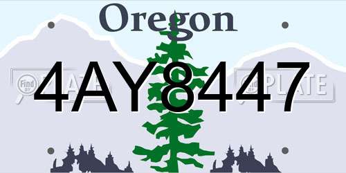 4AY8447 Oregon License Plate