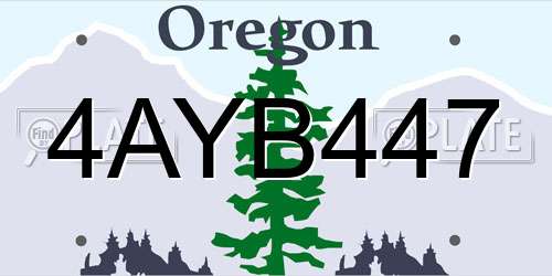 4AYB447 Oregon License Plate