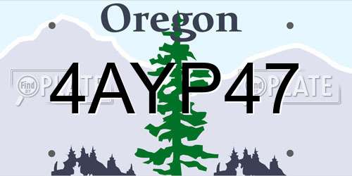 4AYP47 Oregon License Plate