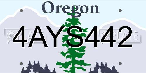 4AYS442 Oregon License Plate