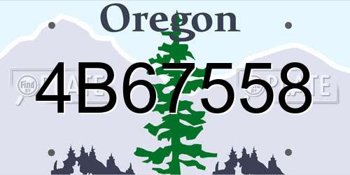 4B67558 Oregon License Plate