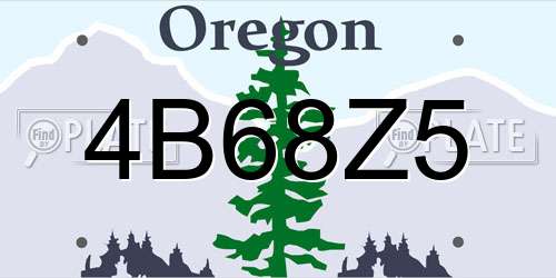 4B68Z5 Oregon License Plate
