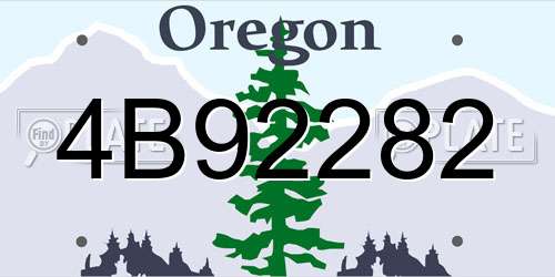 4B92282 Oregon License Plate