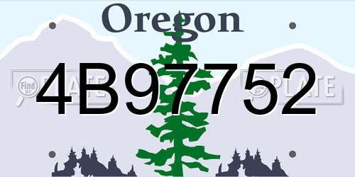 4B97752 Oregon License Plate
