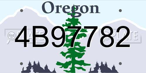 4B97782 Oregon License Plate