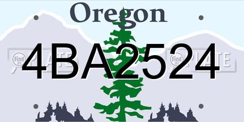 4BA2524 Oregon License Plate