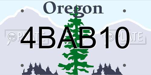 4BAB10 Oregon License Plate