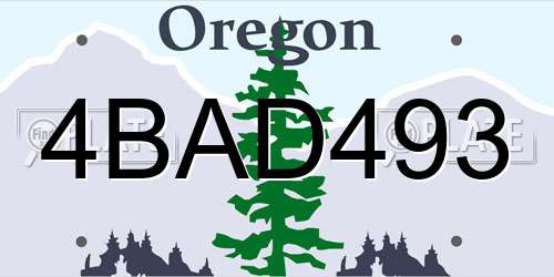 4BAD493 Oregon License Plate